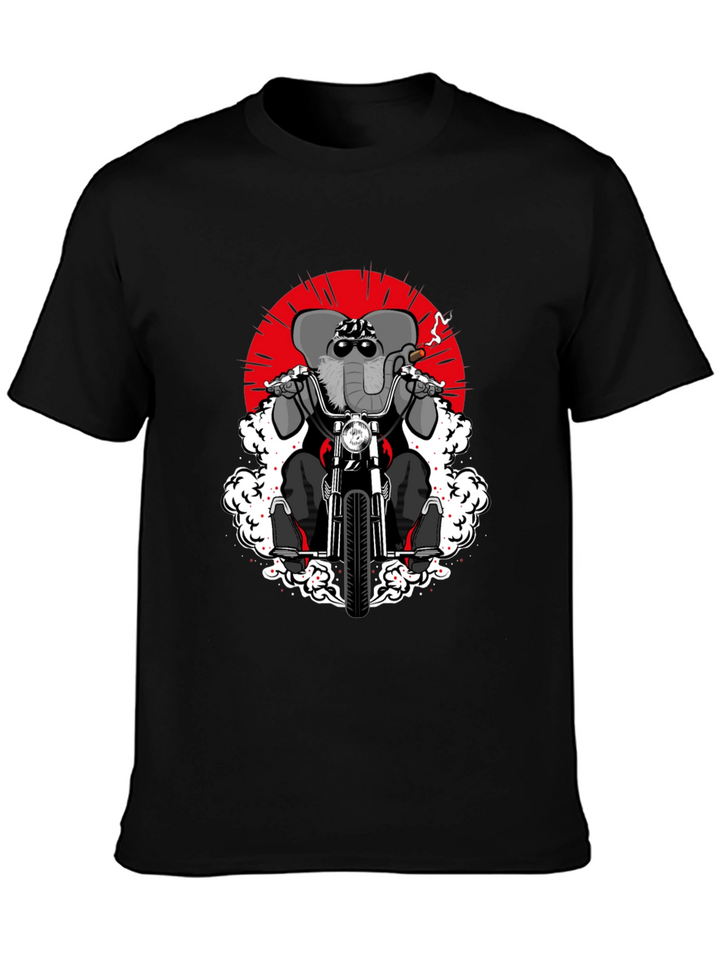 Elephant Biker T-Shirt - Cool Animal Rider Design