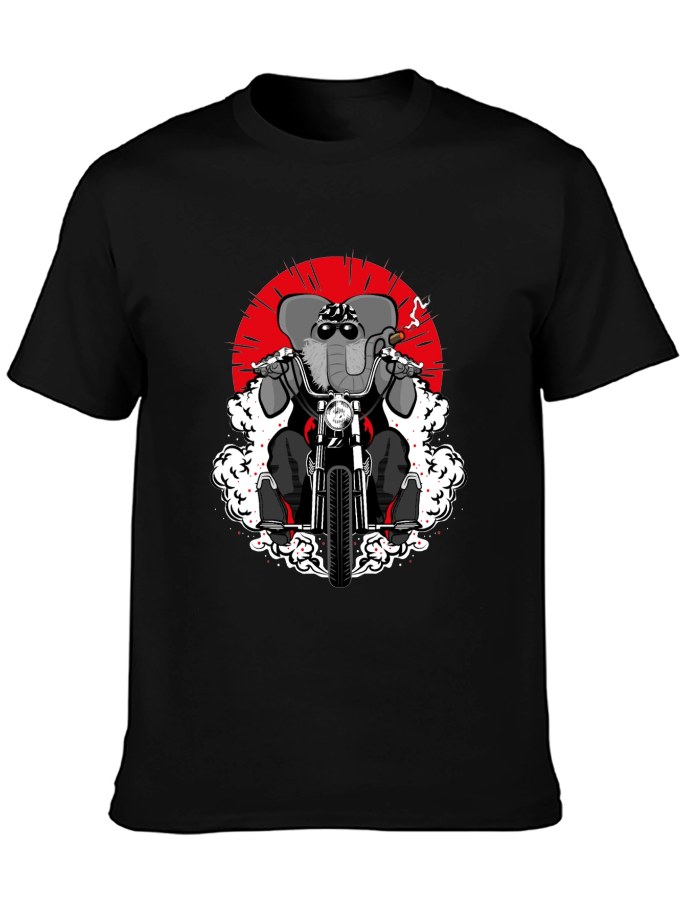 Elephant Biker T-Shirt - Cool Animal Rider Design