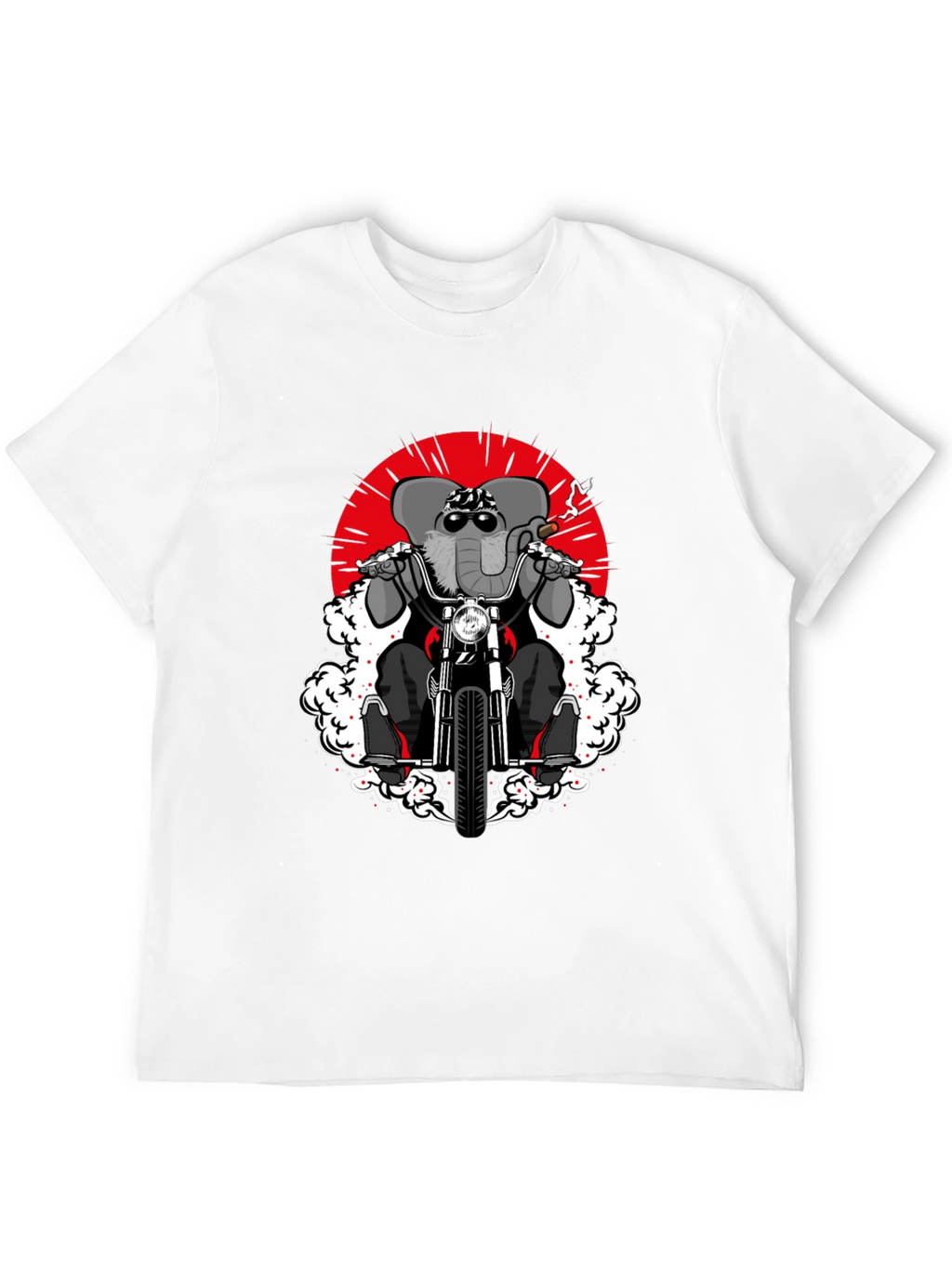 Elephant Biker T-Shirt - Cool Animal Rider Design