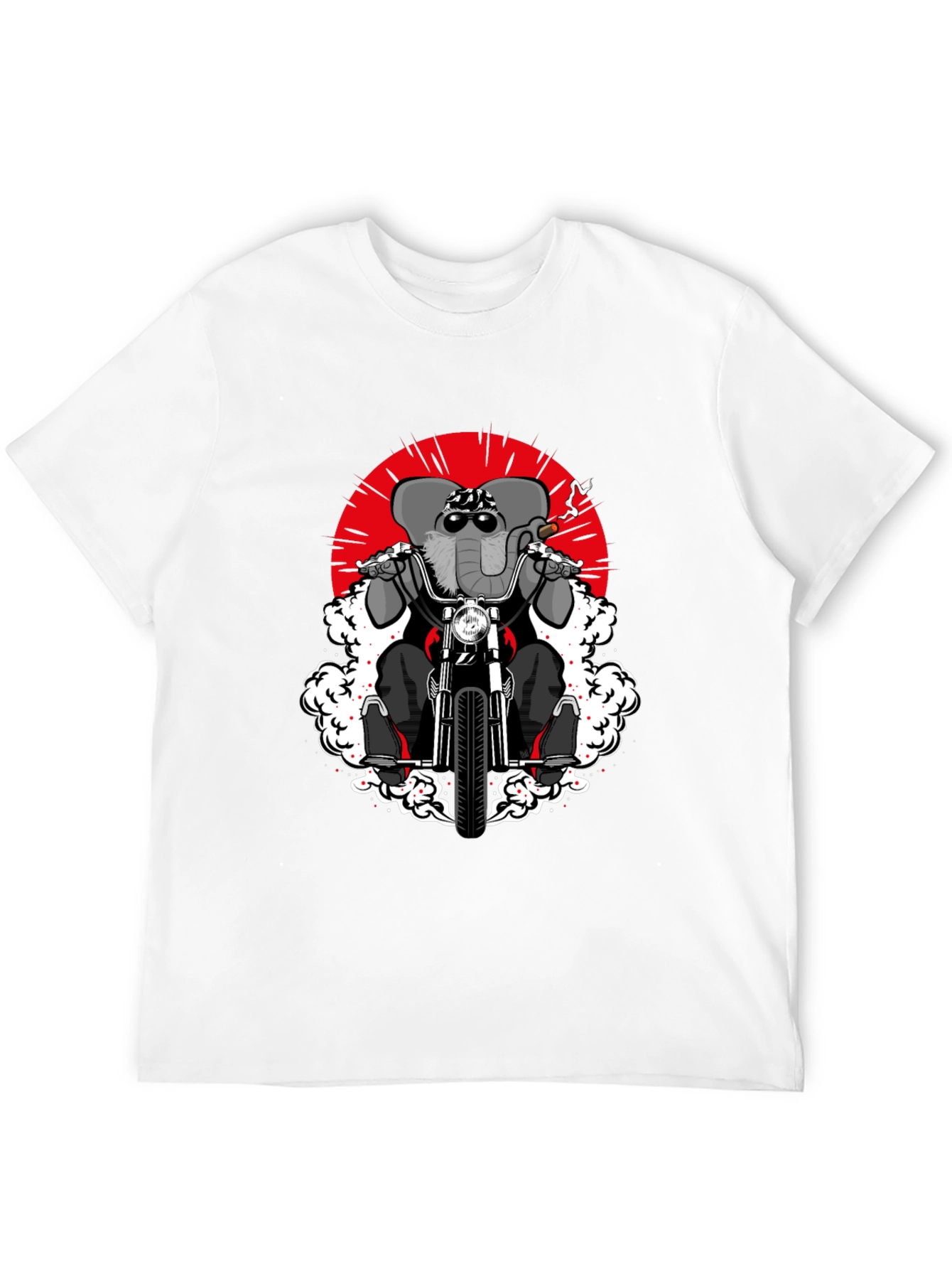 Elephant Biker T-Shirt - Cool Animal Rider Design