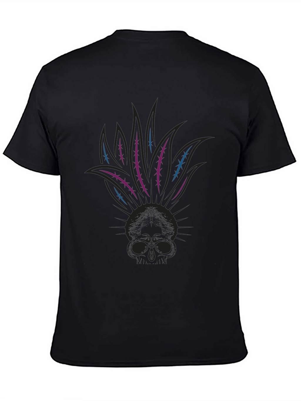 Skull Mohican Graphic Tee - Dark Style
