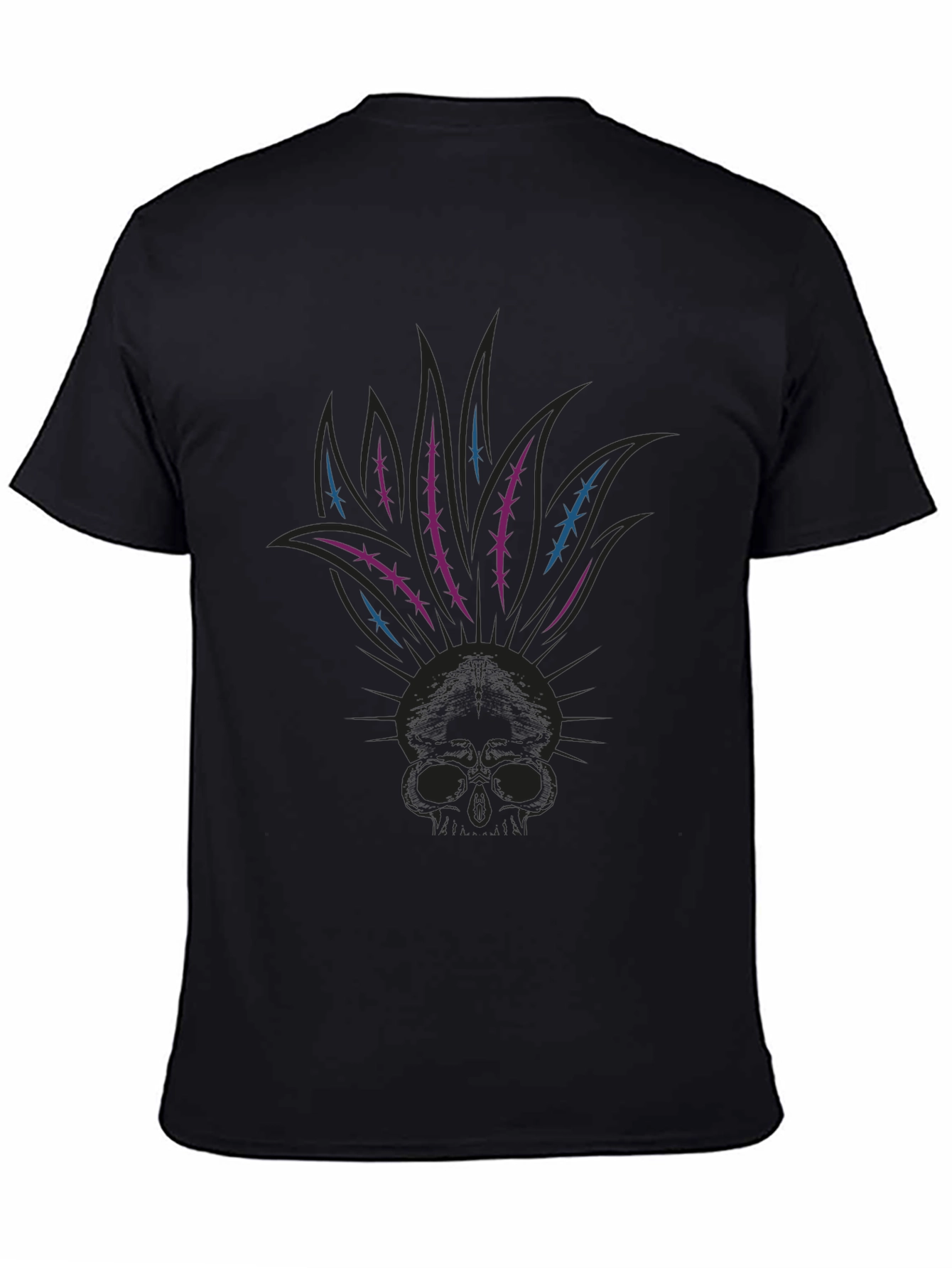 Skull Mohican Graphic Tee - Dark Style