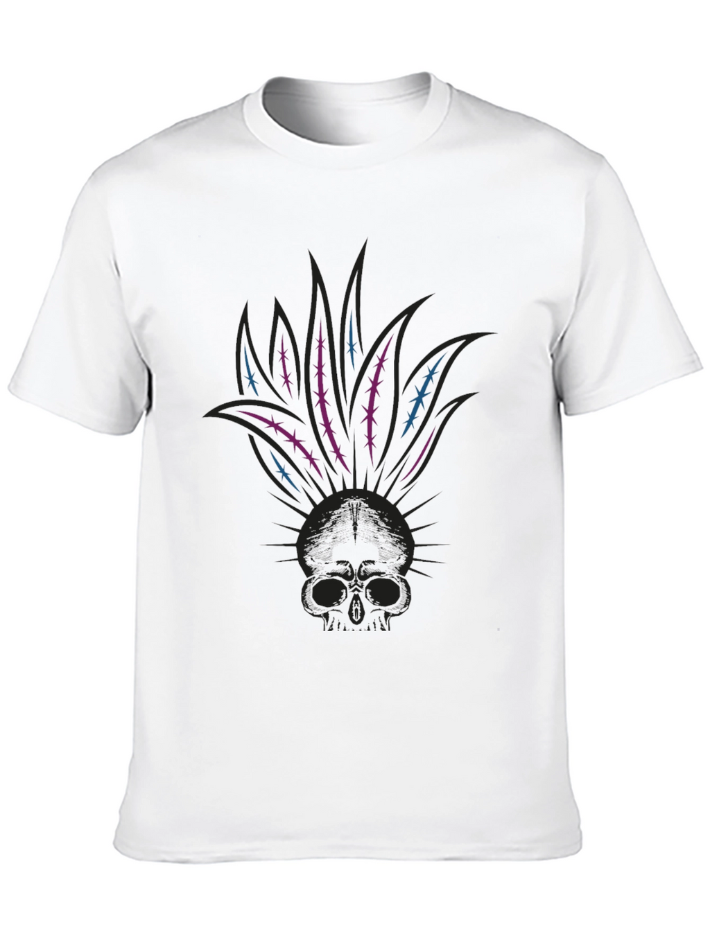 Skull Mohican Graphic Tee - Dark Style