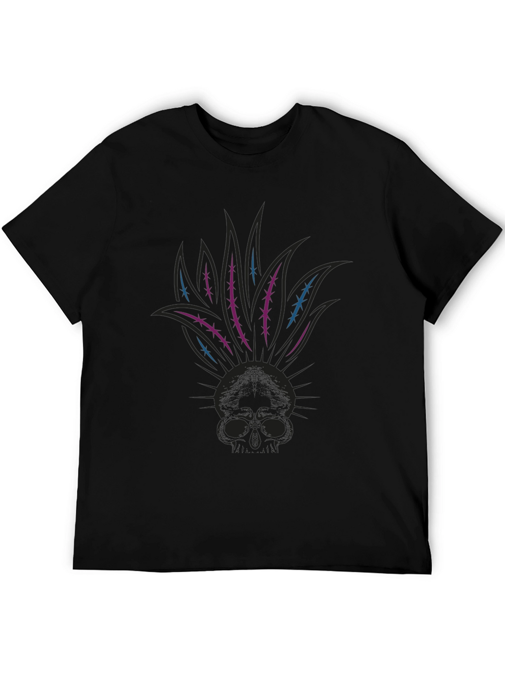 Skull Mohican Graphic Tee - Dark Style