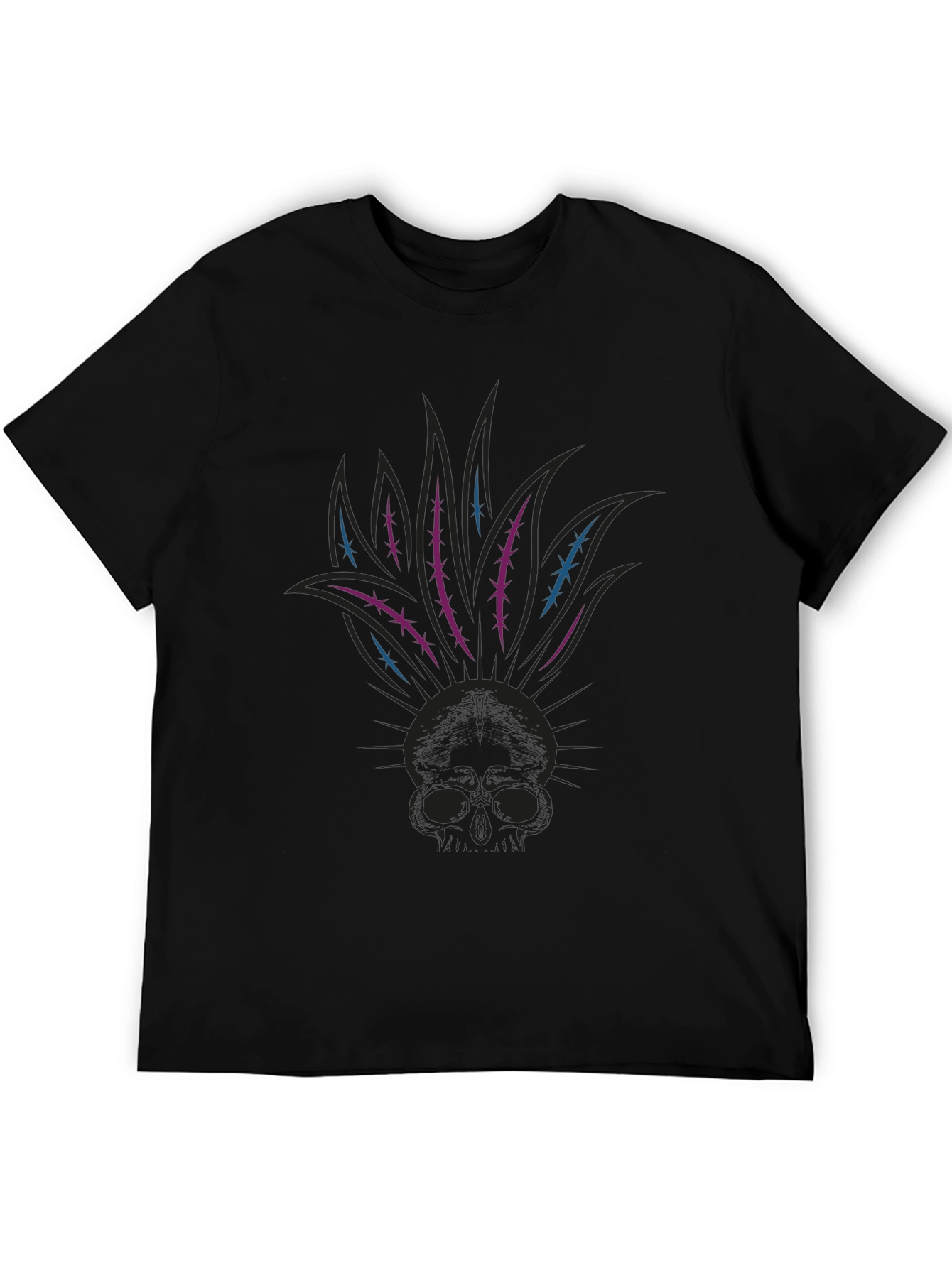 Skull Mohican Graphic Tee - Dark Style