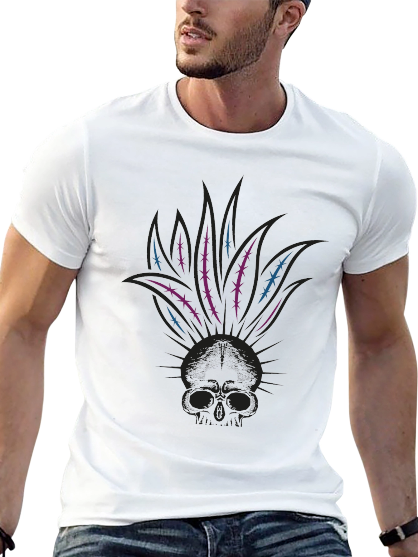 Skull Mohican Graphic Tee - Dark Style