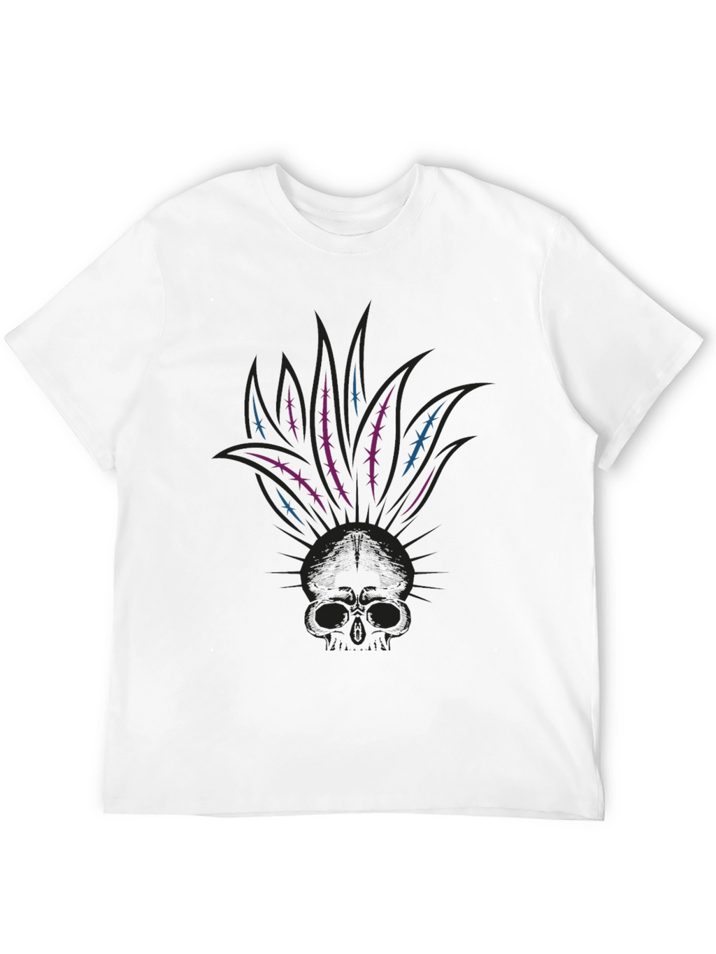 Skull Mohican Graphic Tee - Dark Style