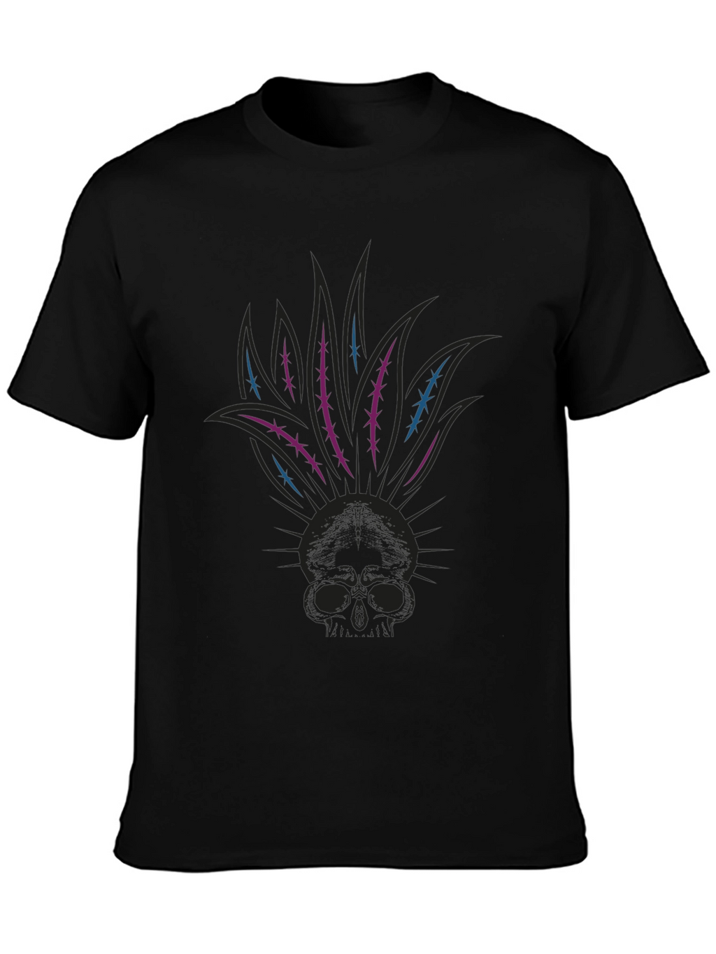 Skull Mohican Graphic Tee - Dark Style