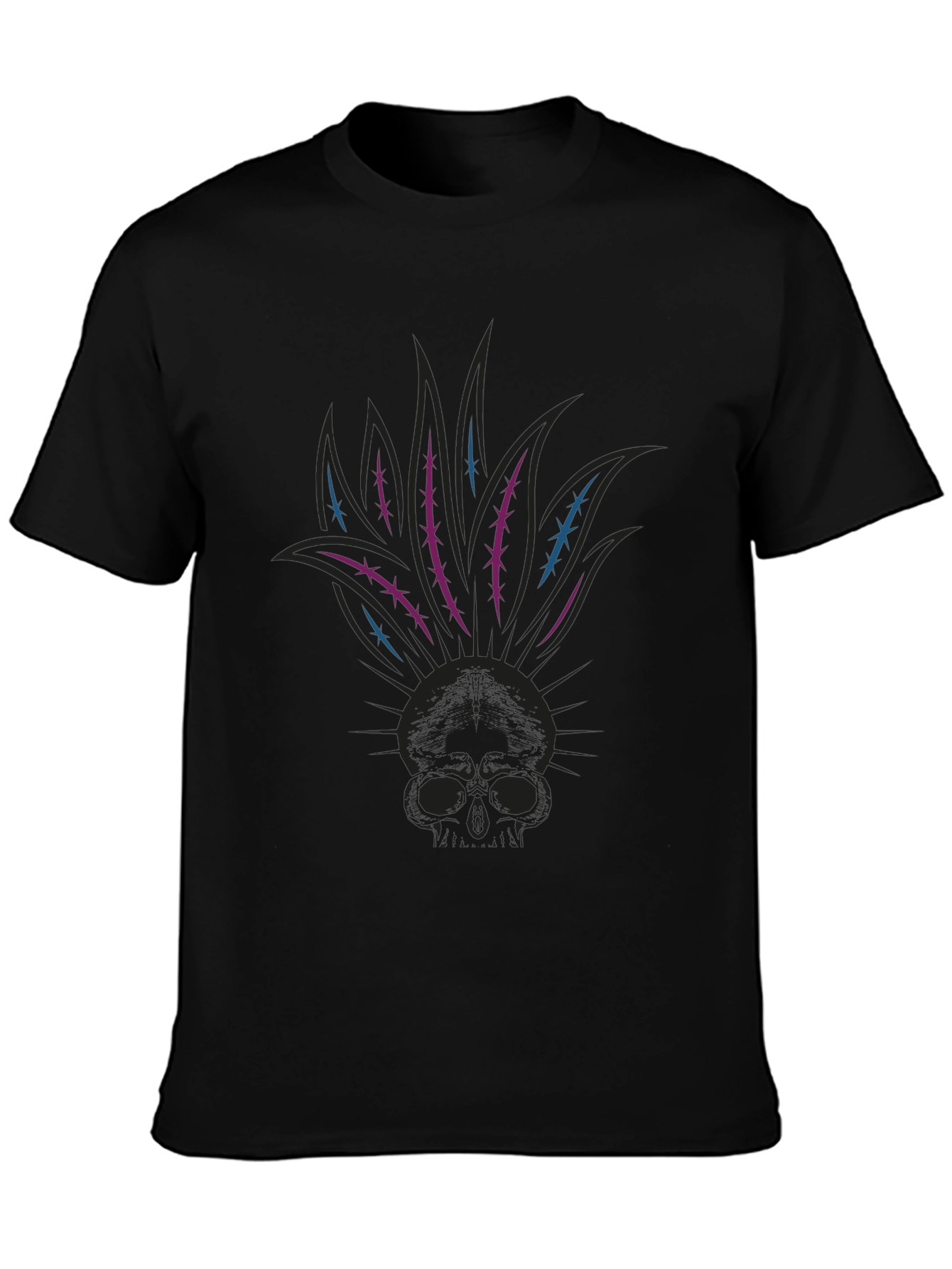 Skull Mohican Graphic Tee - Dark Style