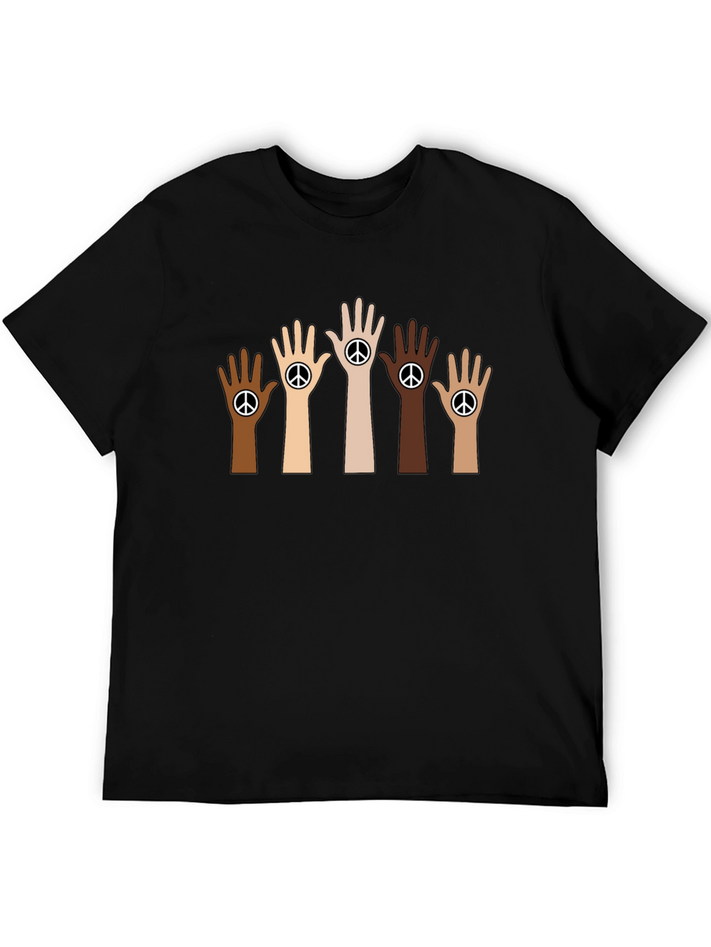 Unity Peace Sign Hand Black T-Shirt