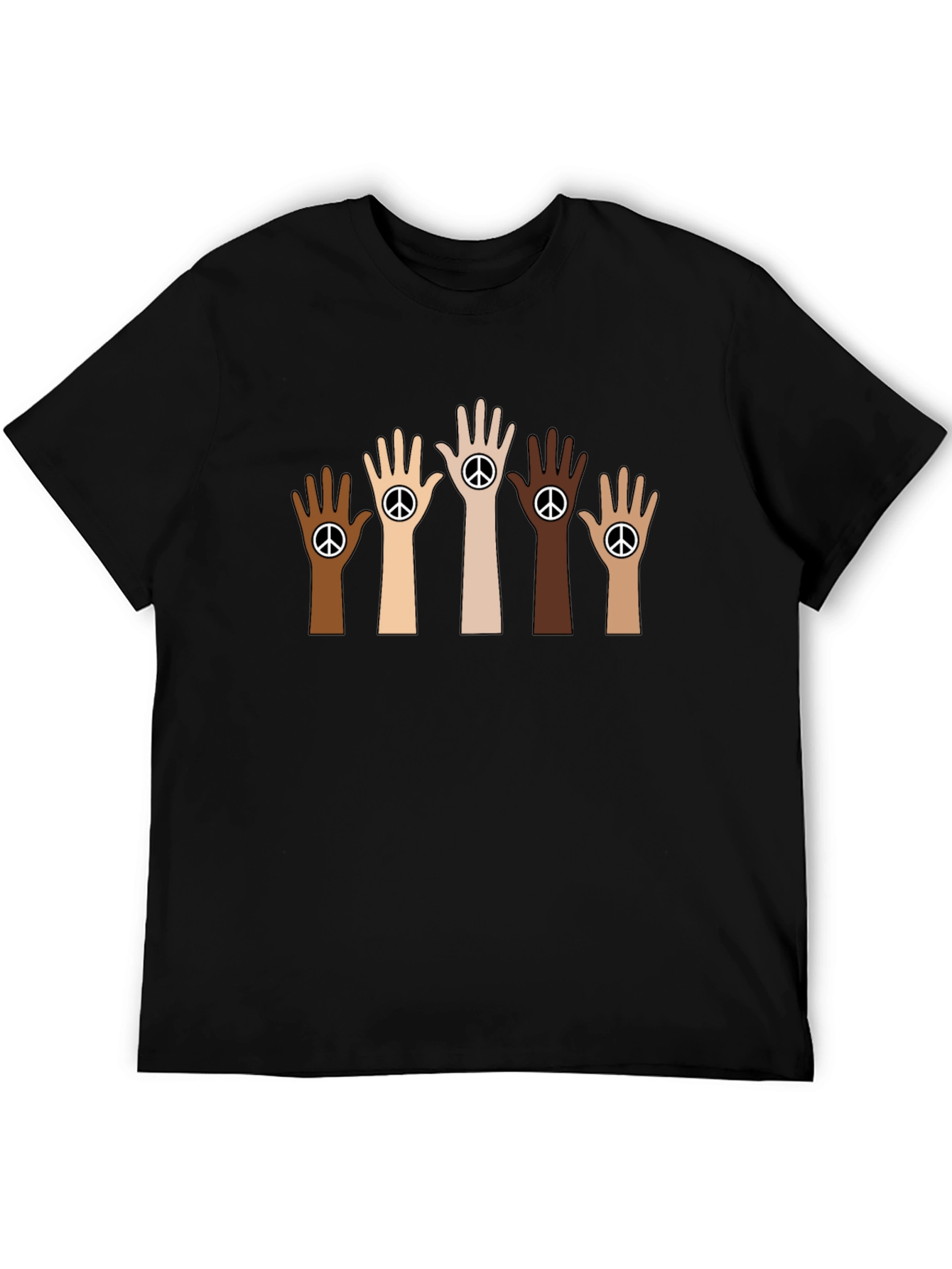 Unity Peace Sign Hand Black T-Shirt