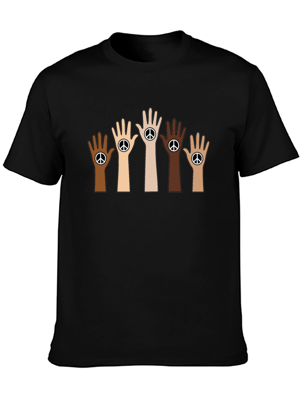 Unity Peace Sign Hand Black T-Shirt