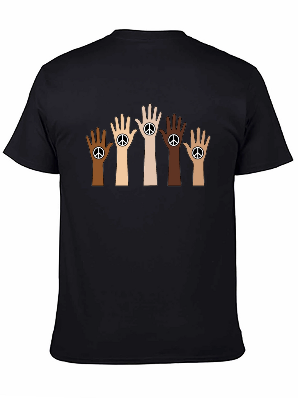 Unity Peace Sign Hand Black T-Shirt