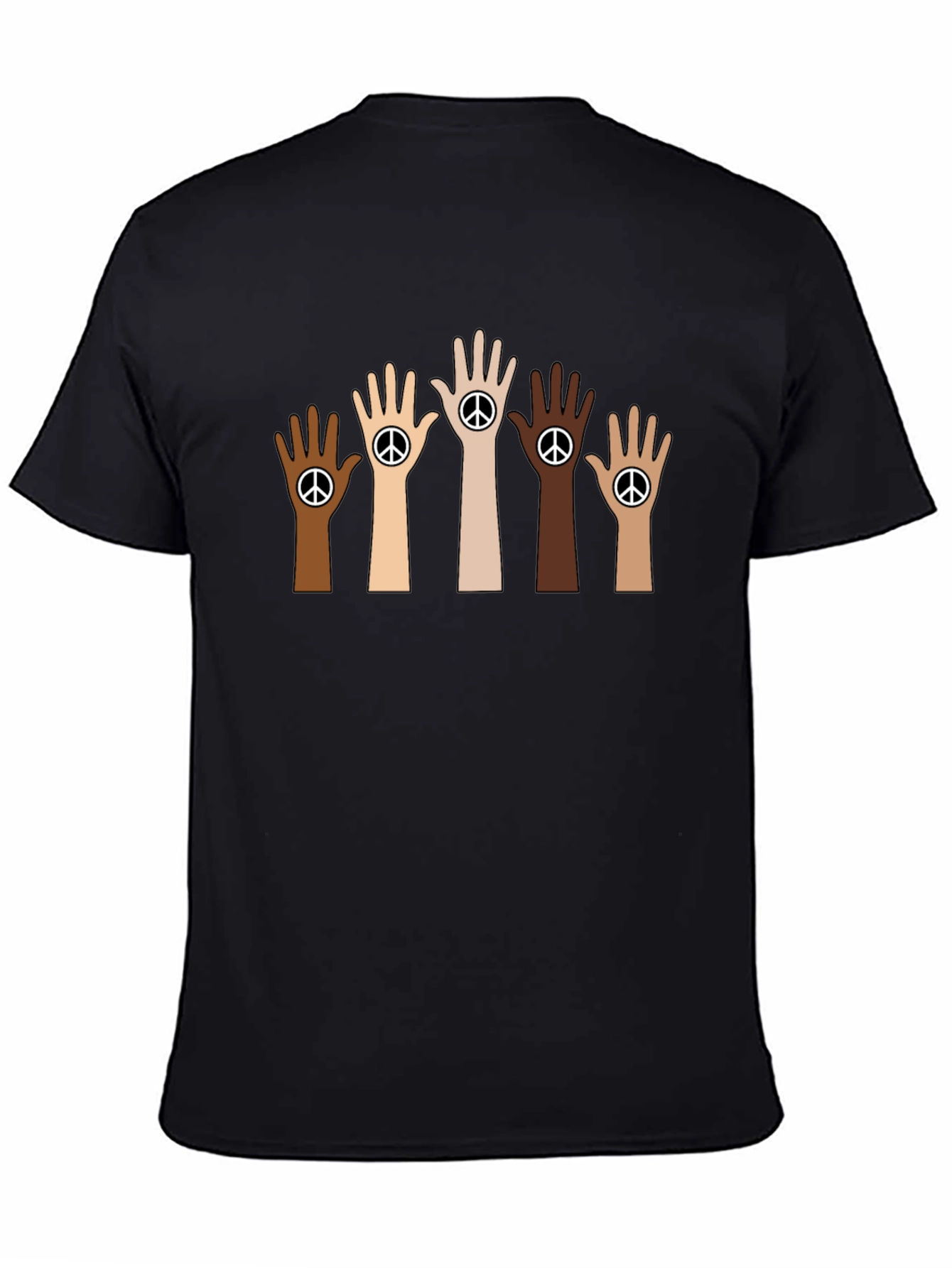 Unity Peace Sign Hand Black T-Shirt