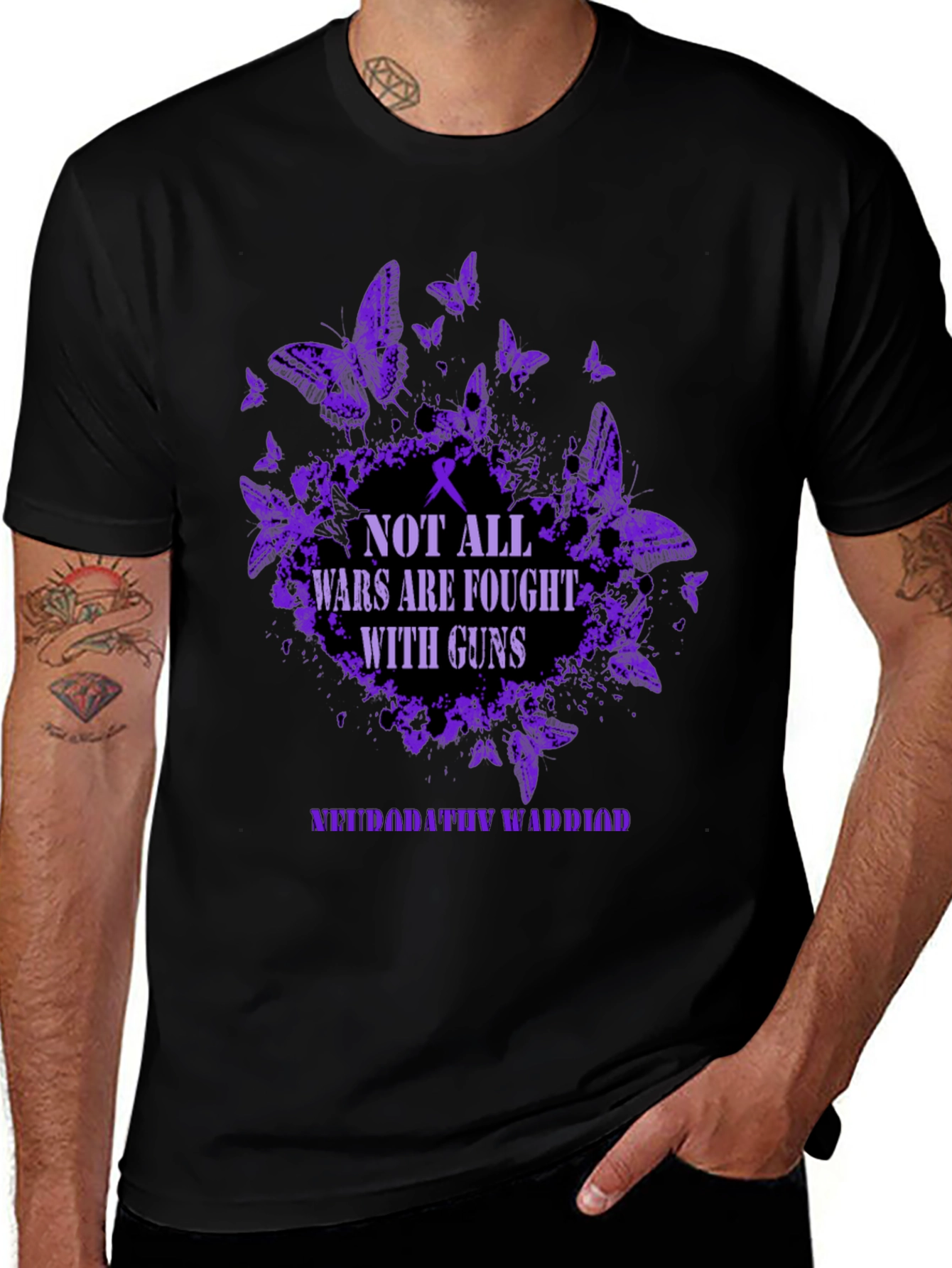 Neuropathy Warrior T-Shirt - Butterfly Purple Graphic Tee