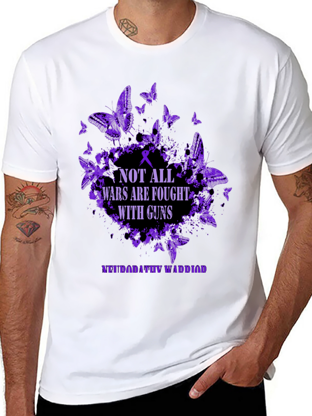 Neuropathy Warrior T-Shirt - Butterfly Purple Graphic Tee
