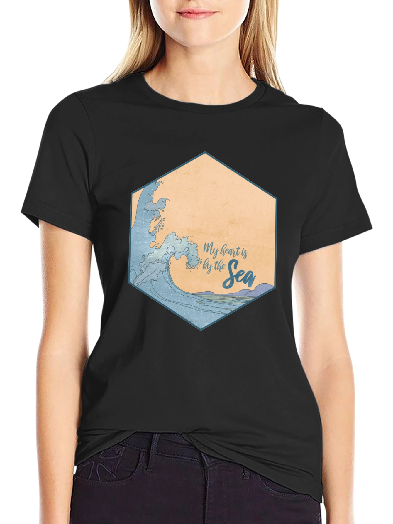 My Heart is by the Sea Black T-Shirt