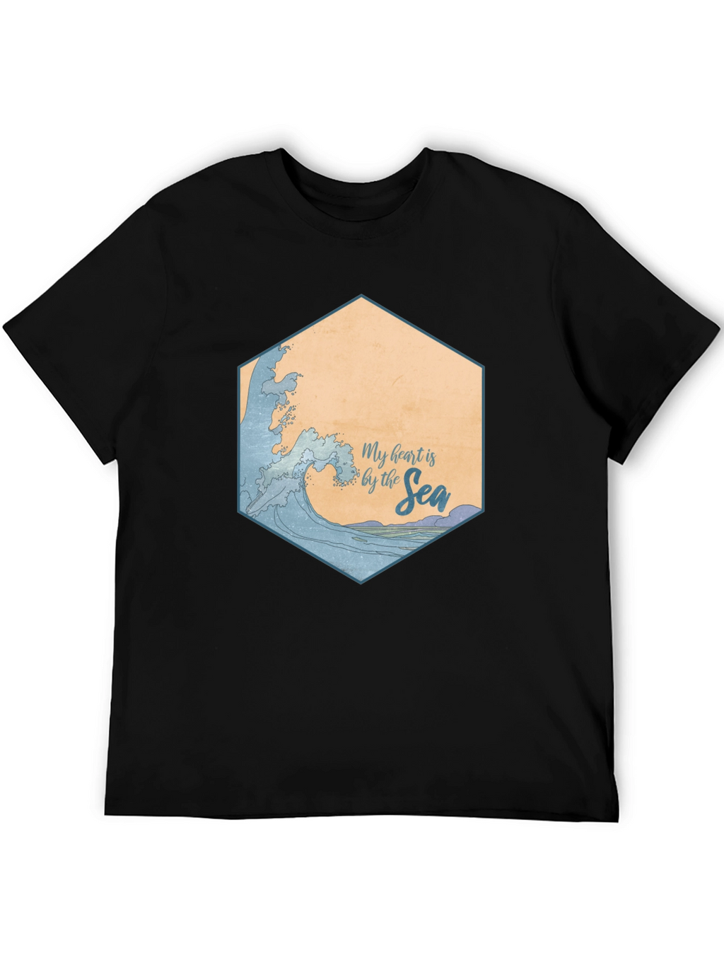 My Heart is by the Sea Black T-Shirt