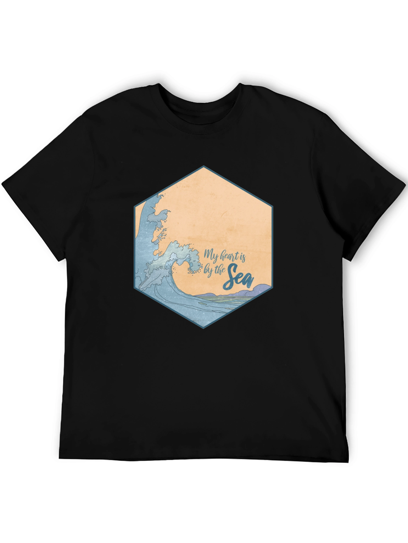My Heart is by the Sea Black T-Shirt