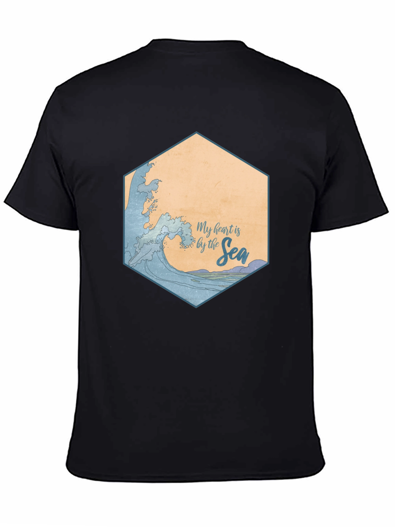 My Heart is by the Sea Black T-Shirt