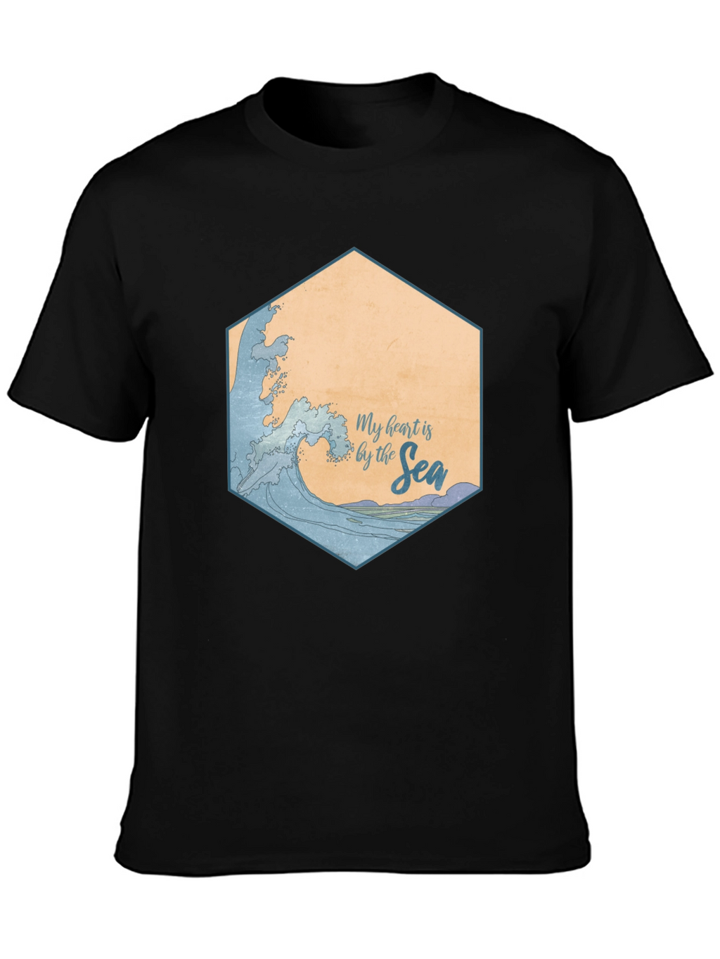 My Heart is by the Sea Black T-Shirt