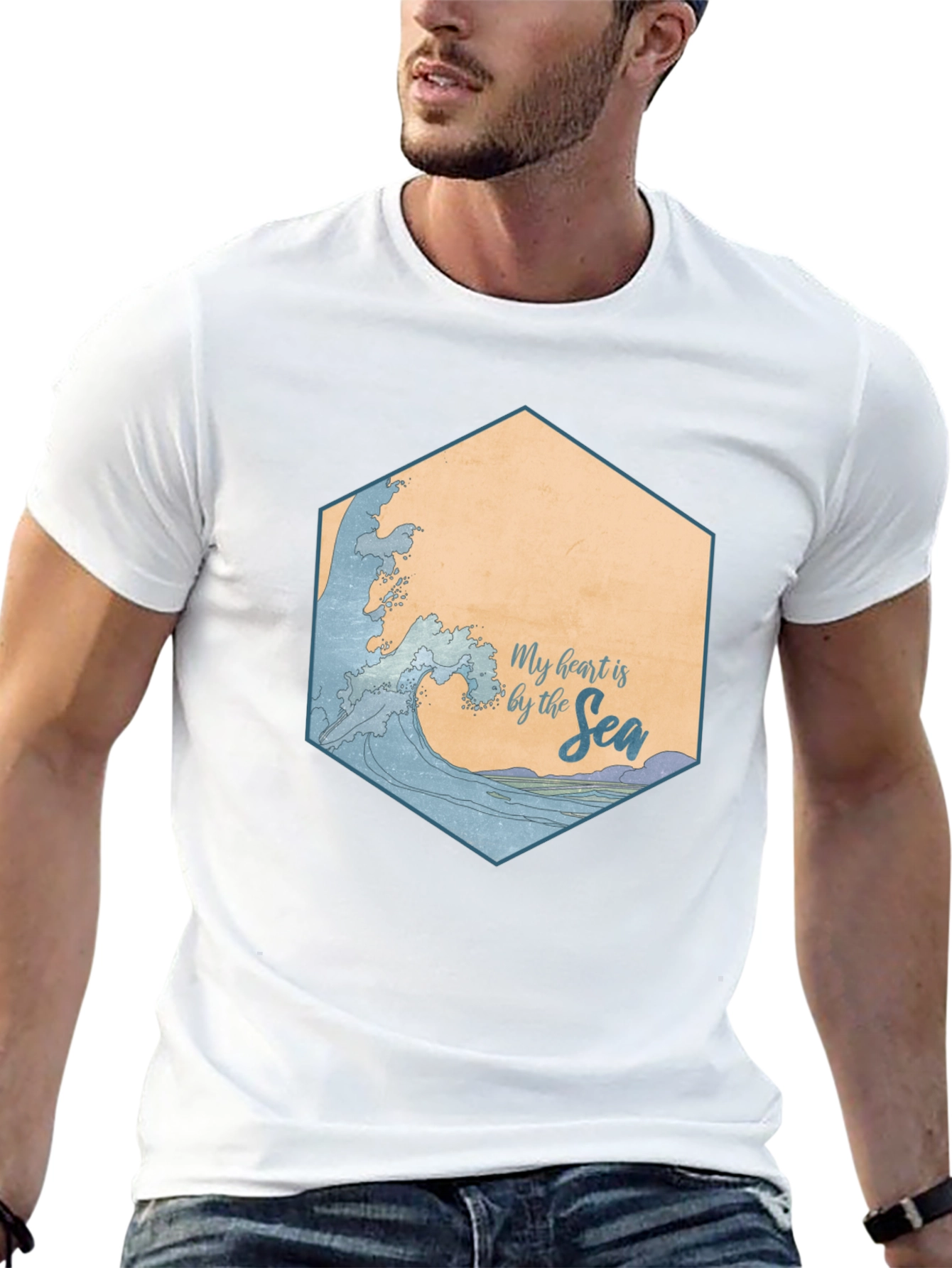 My Heart is by the Sea Black T-Shirt