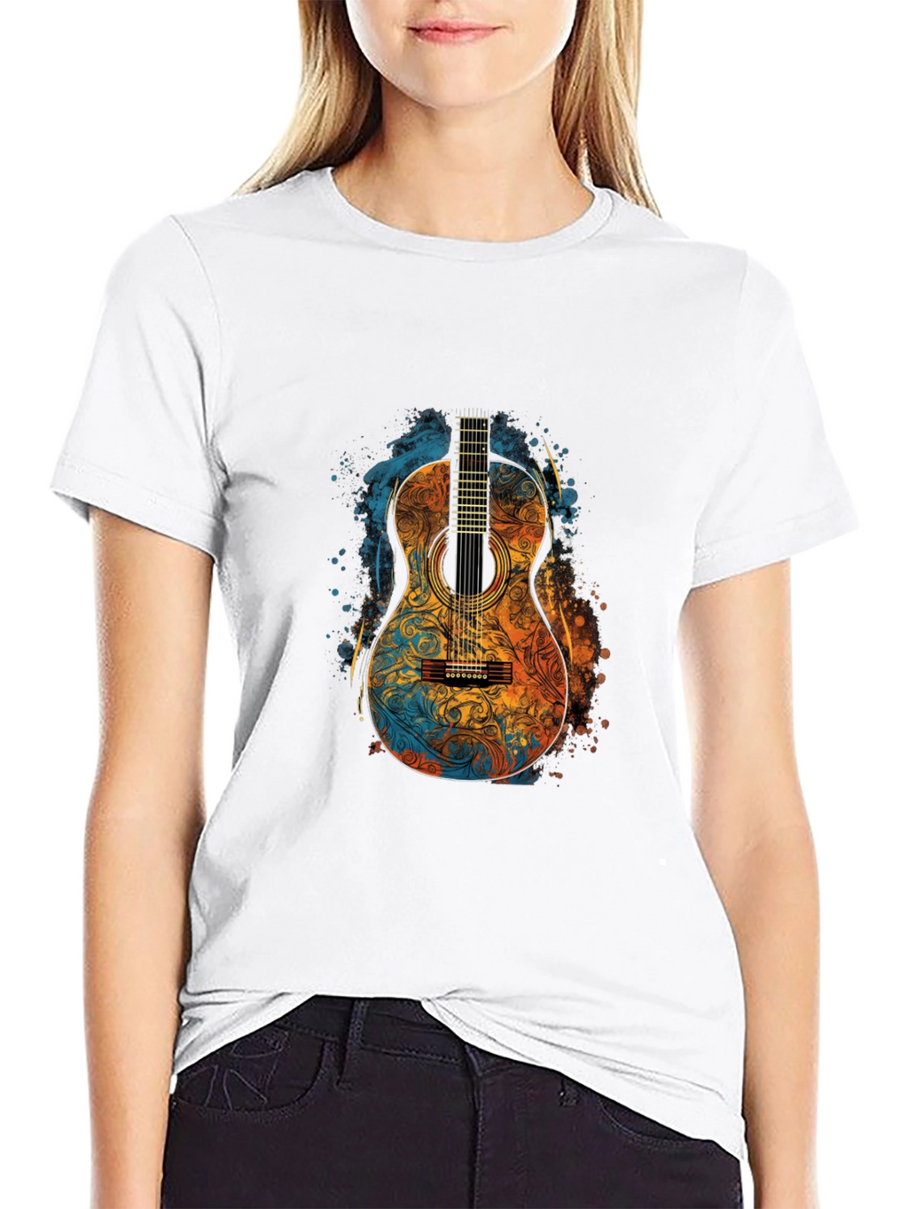 Acoustic Guitar Art Black T-Shirt