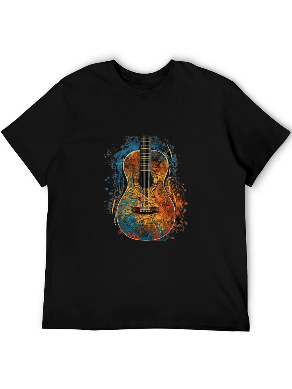 Acoustic Guitar Art Black T-Shirt