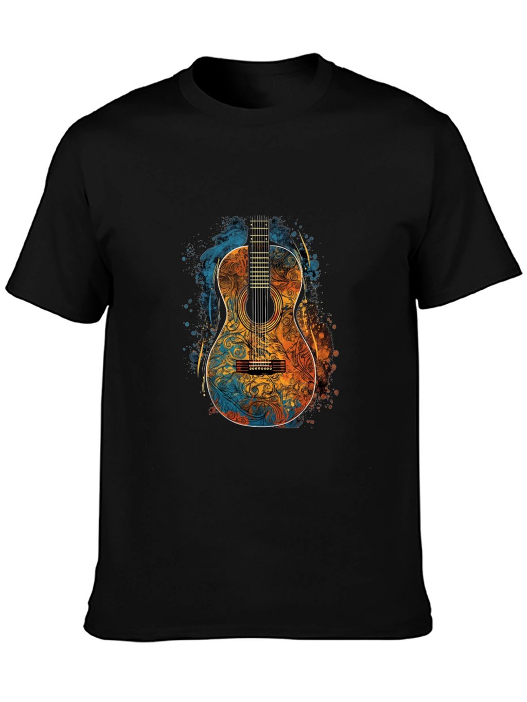 Acoustic Guitar Art Black T-Shirt