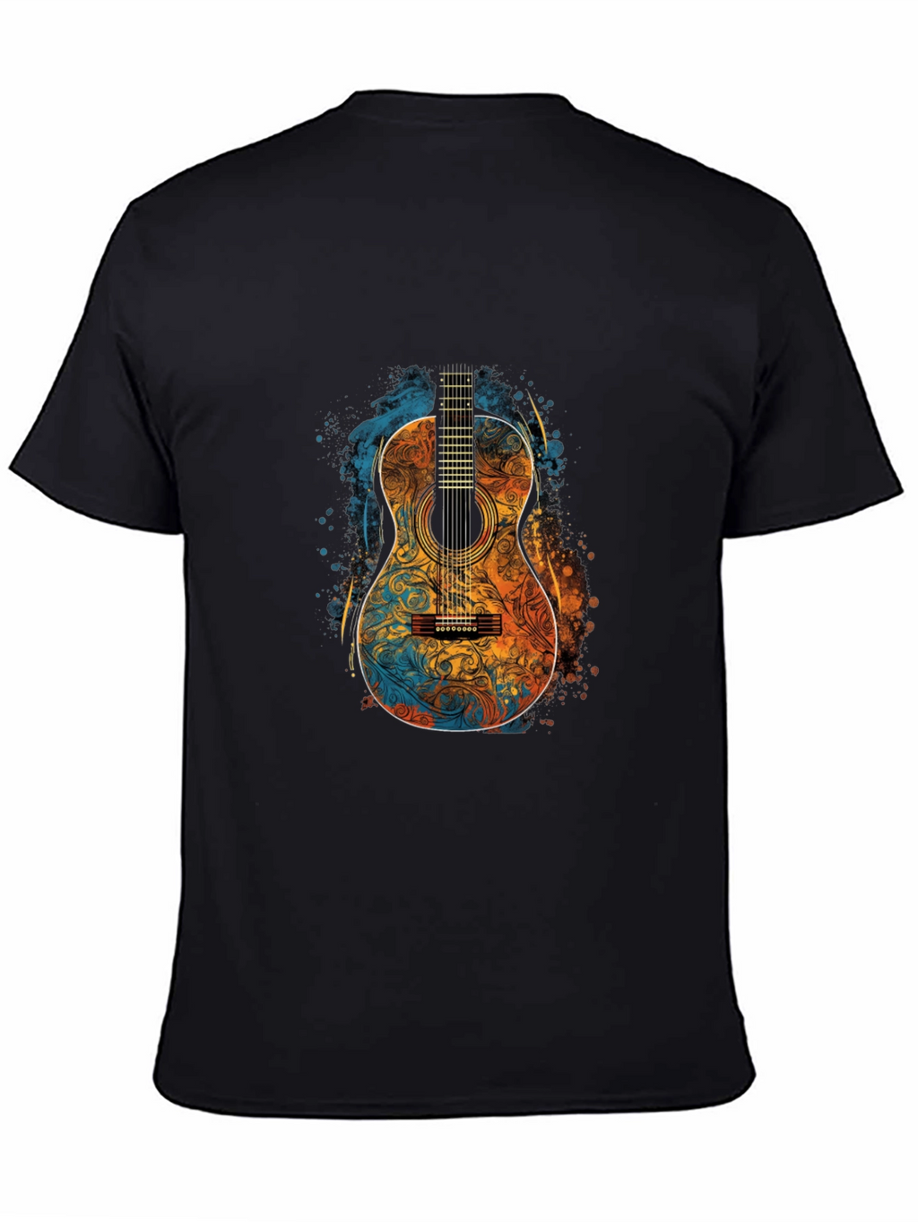 Acoustic Guitar Art Black T-Shirt