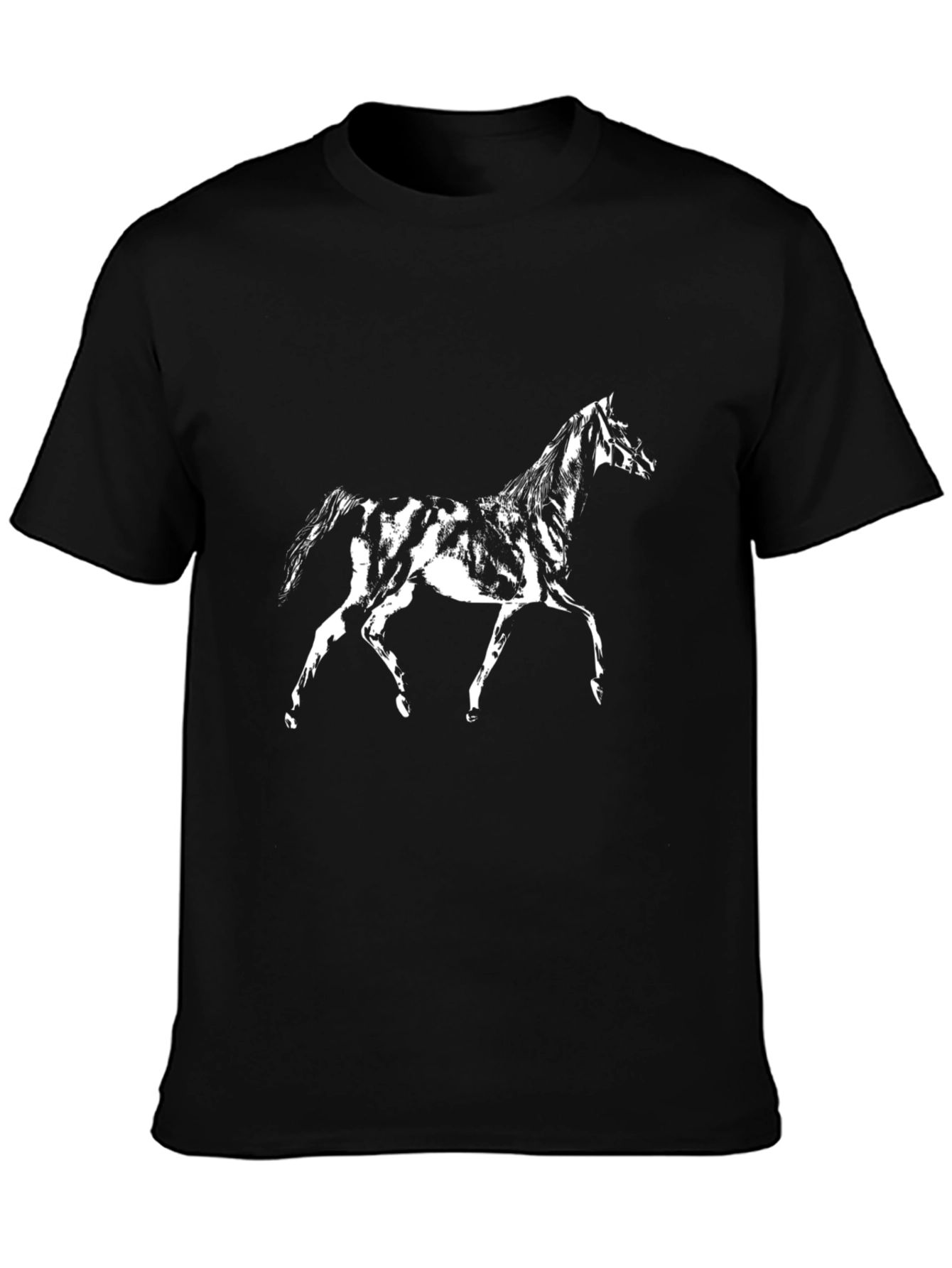 Horse Graphic Print Black T-Shirt