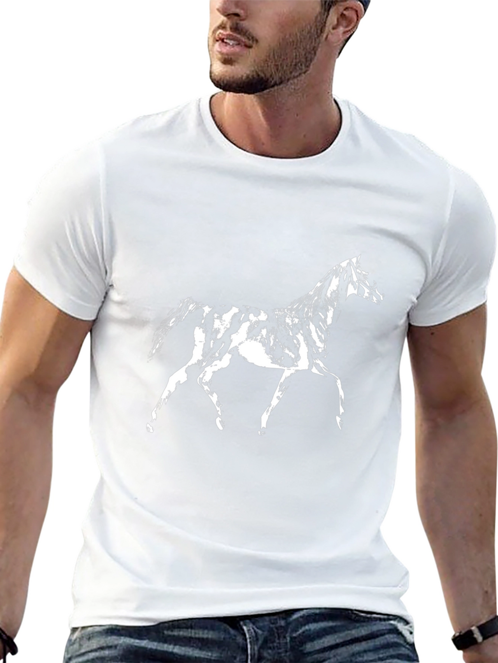 Horse Graphic Print Black T-Shirt