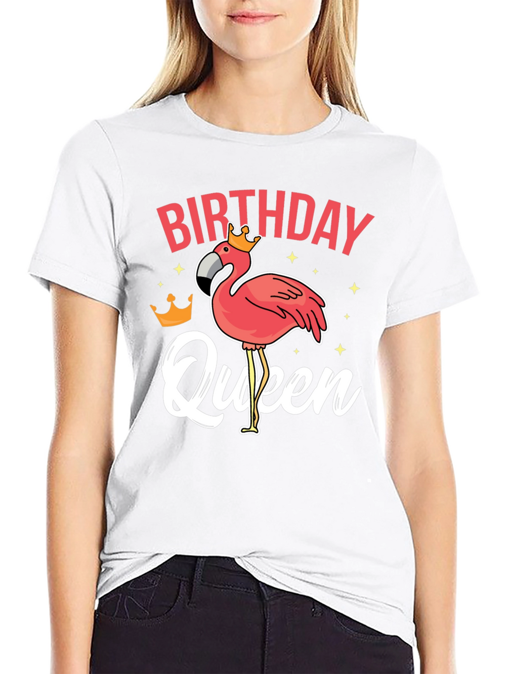 Birthday Queen Flamingo Graphic T-Shirt
