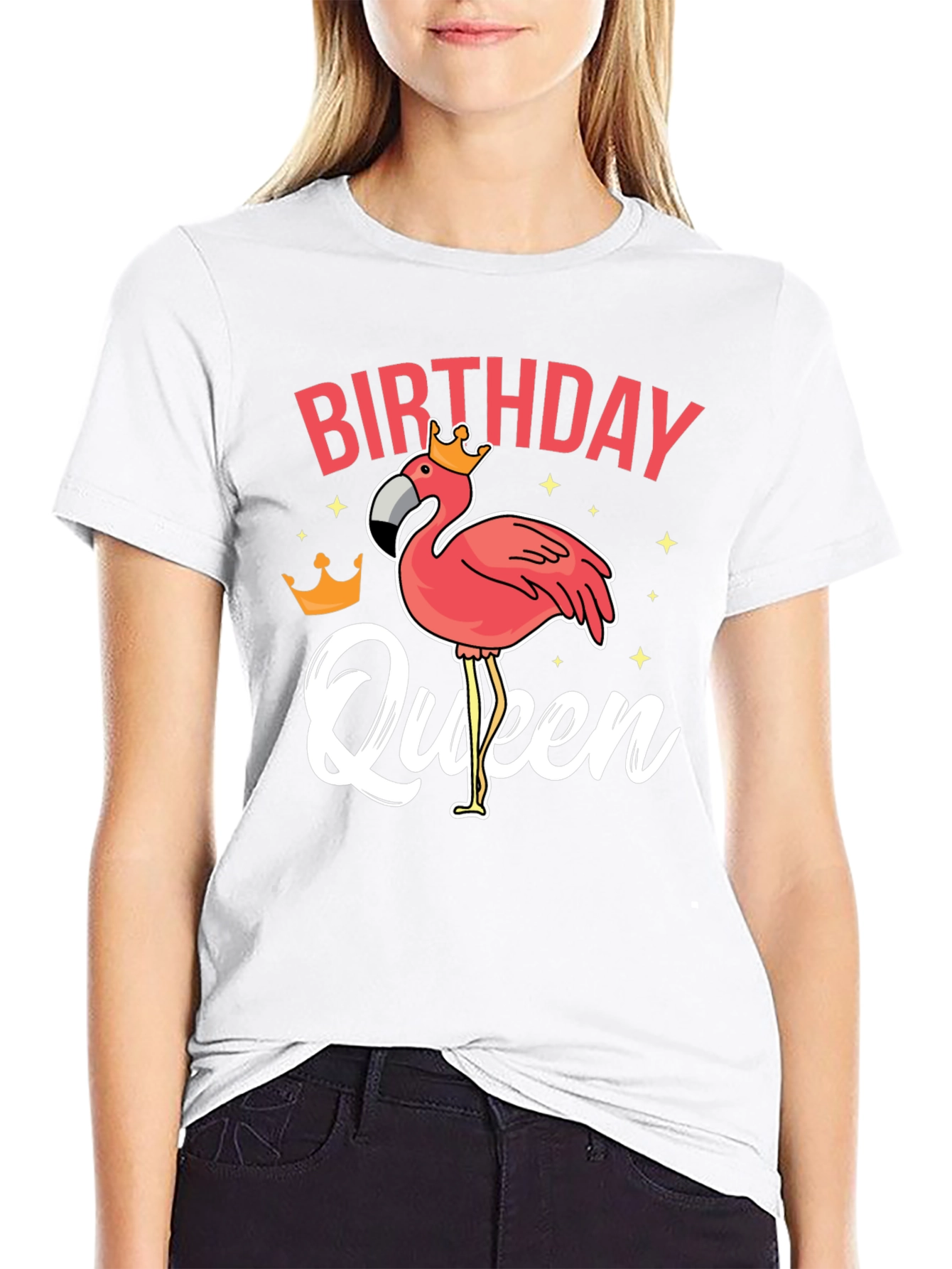 Birthday Queen Flamingo Graphic T-Shirt