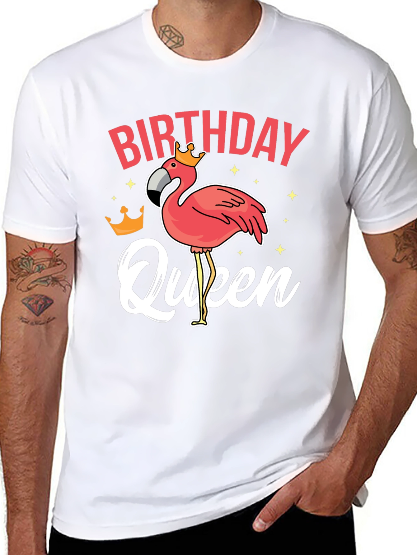 Birthday Queen Flamingo Graphic T-Shirt