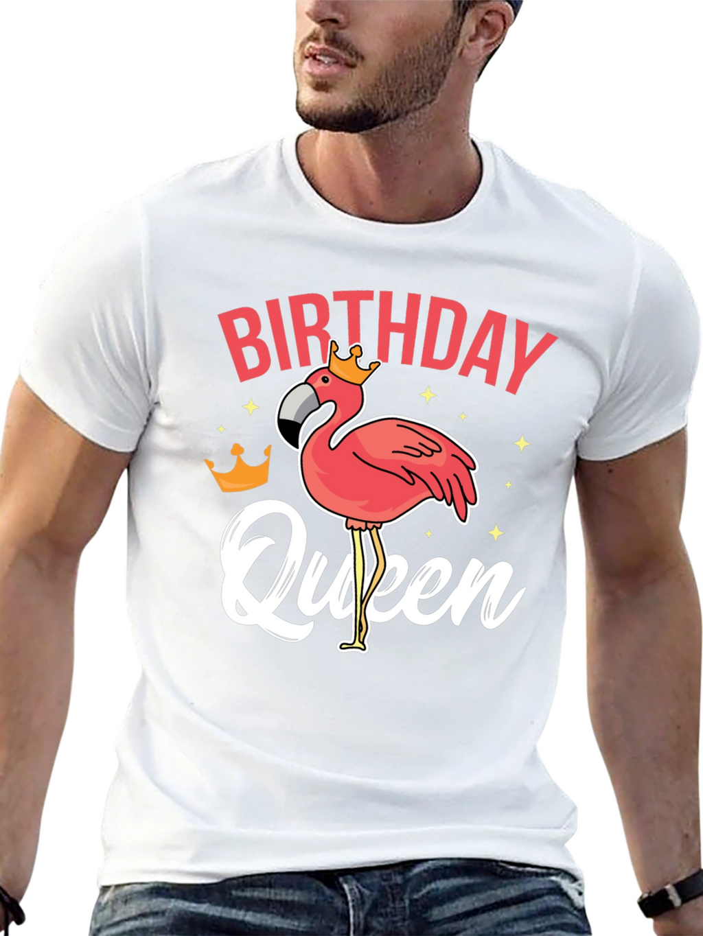 Birthday Queen Flamingo Graphic T-Shirt