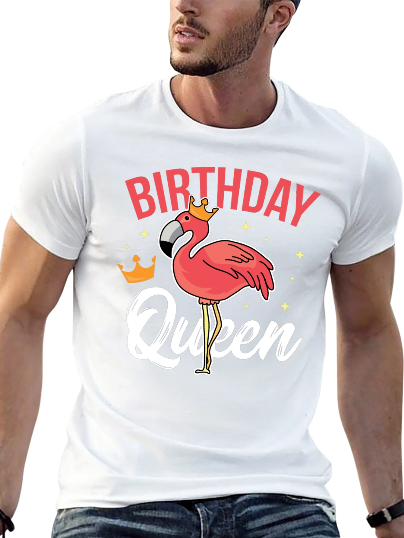 Birthday Queen Flamingo Graphic T-Shirt