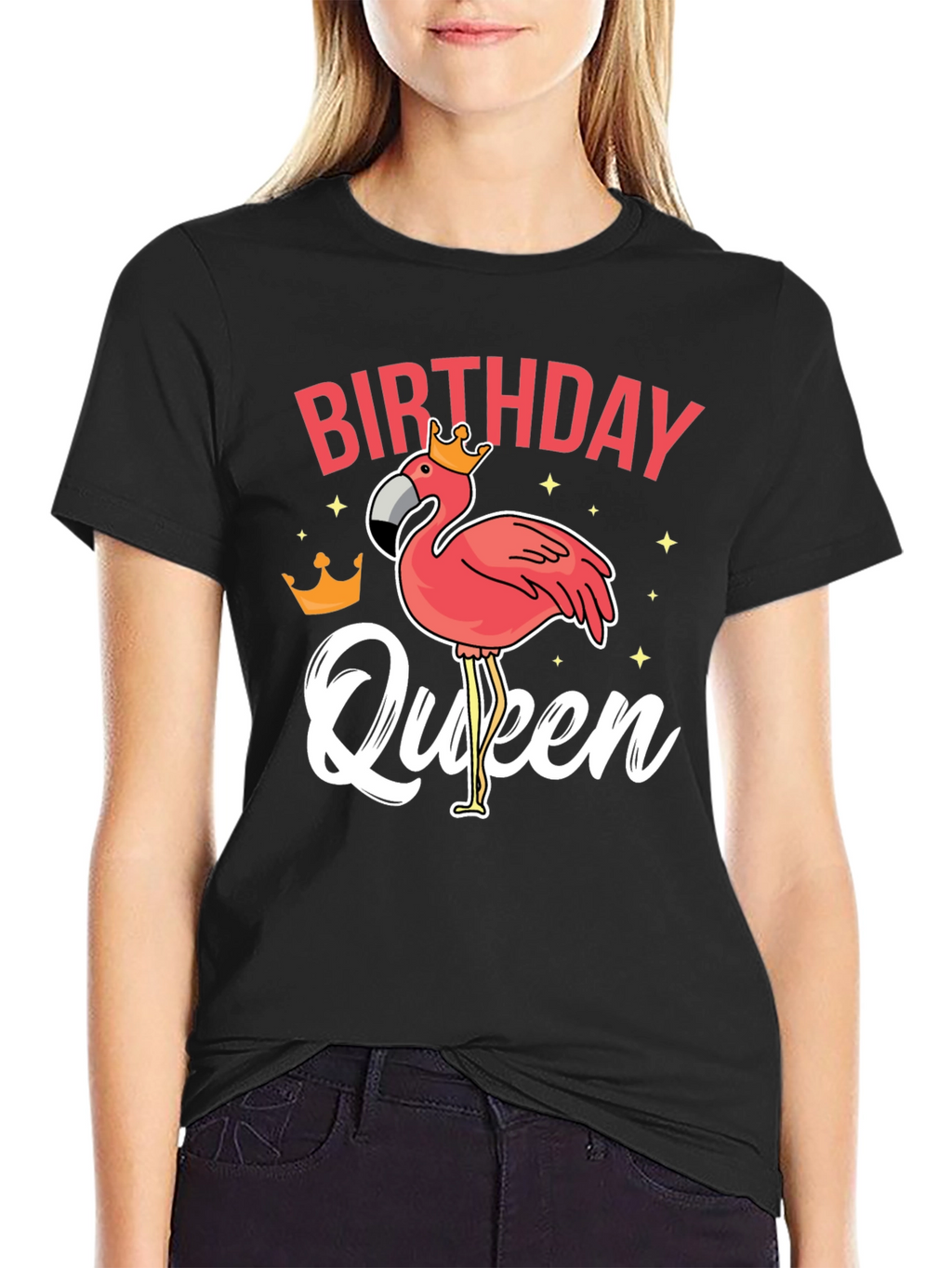 Birthday Queen Flamingo Graphic T-Shirt