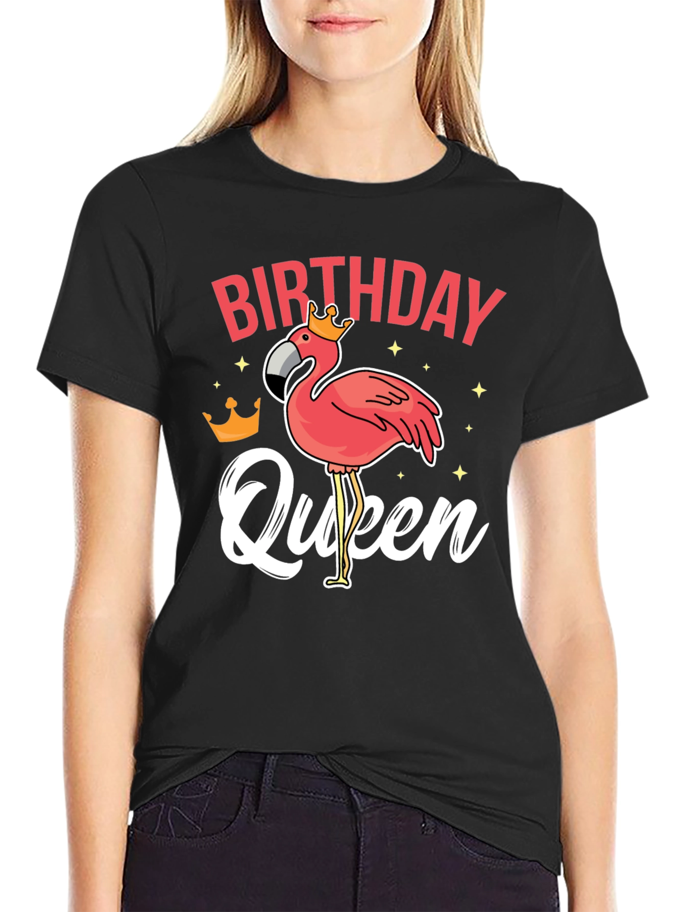 Birthday Queen Flamingo Graphic T-Shirt