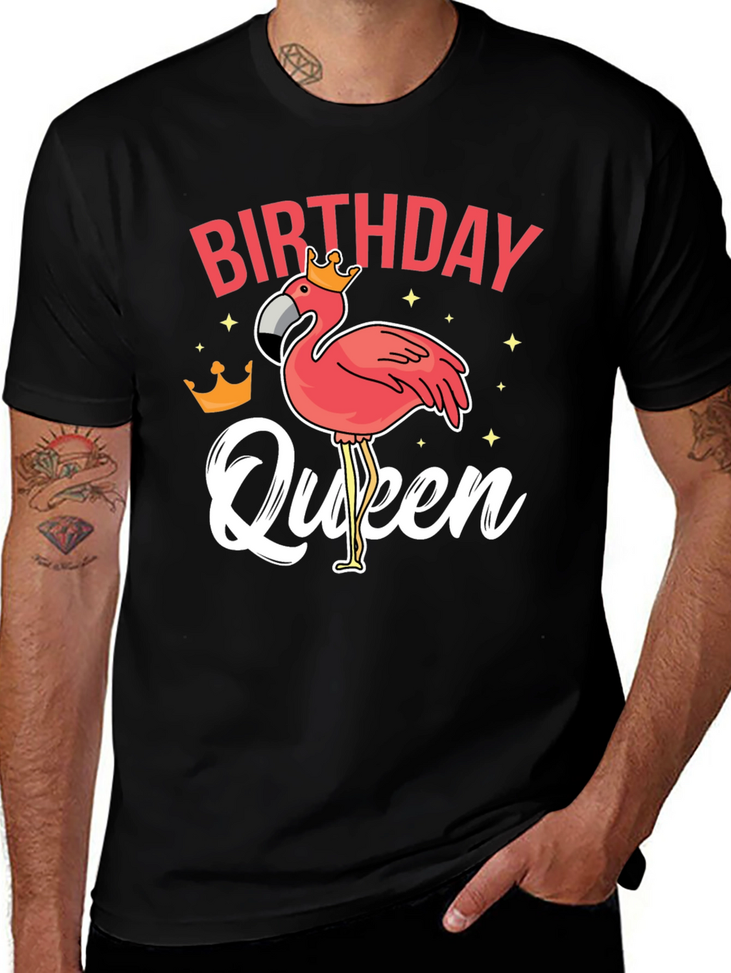 Birthday Queen Flamingo Graphic T-Shirt