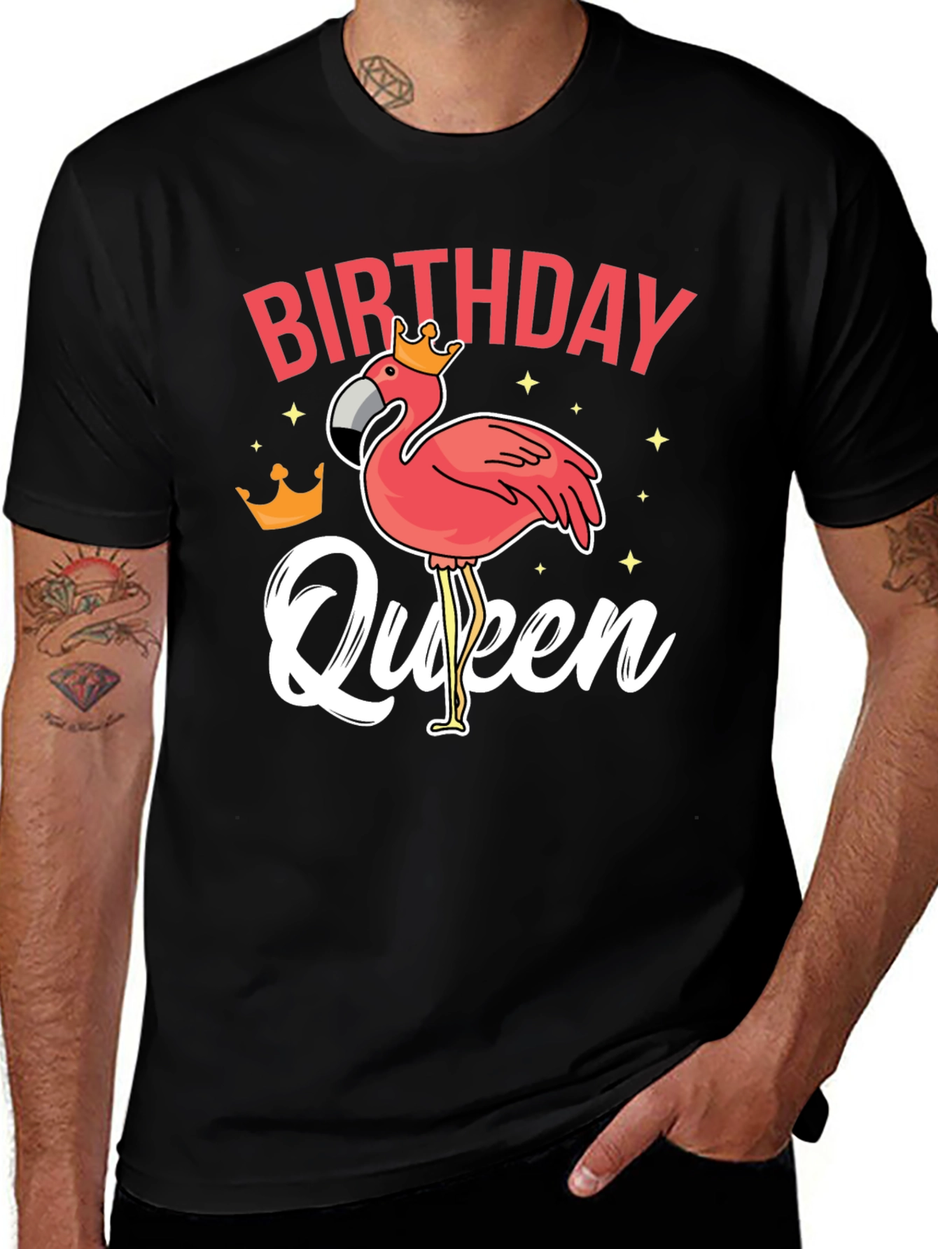 Birthday Queen Flamingo Graphic T-Shirt