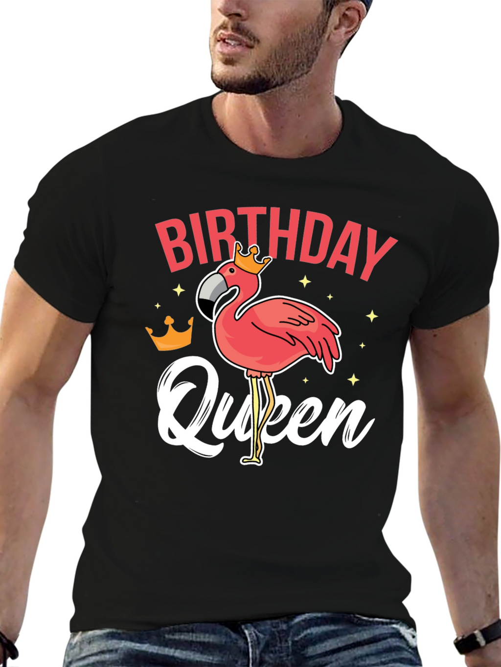 Birthday Queen Flamingo Graphic T-Shirt