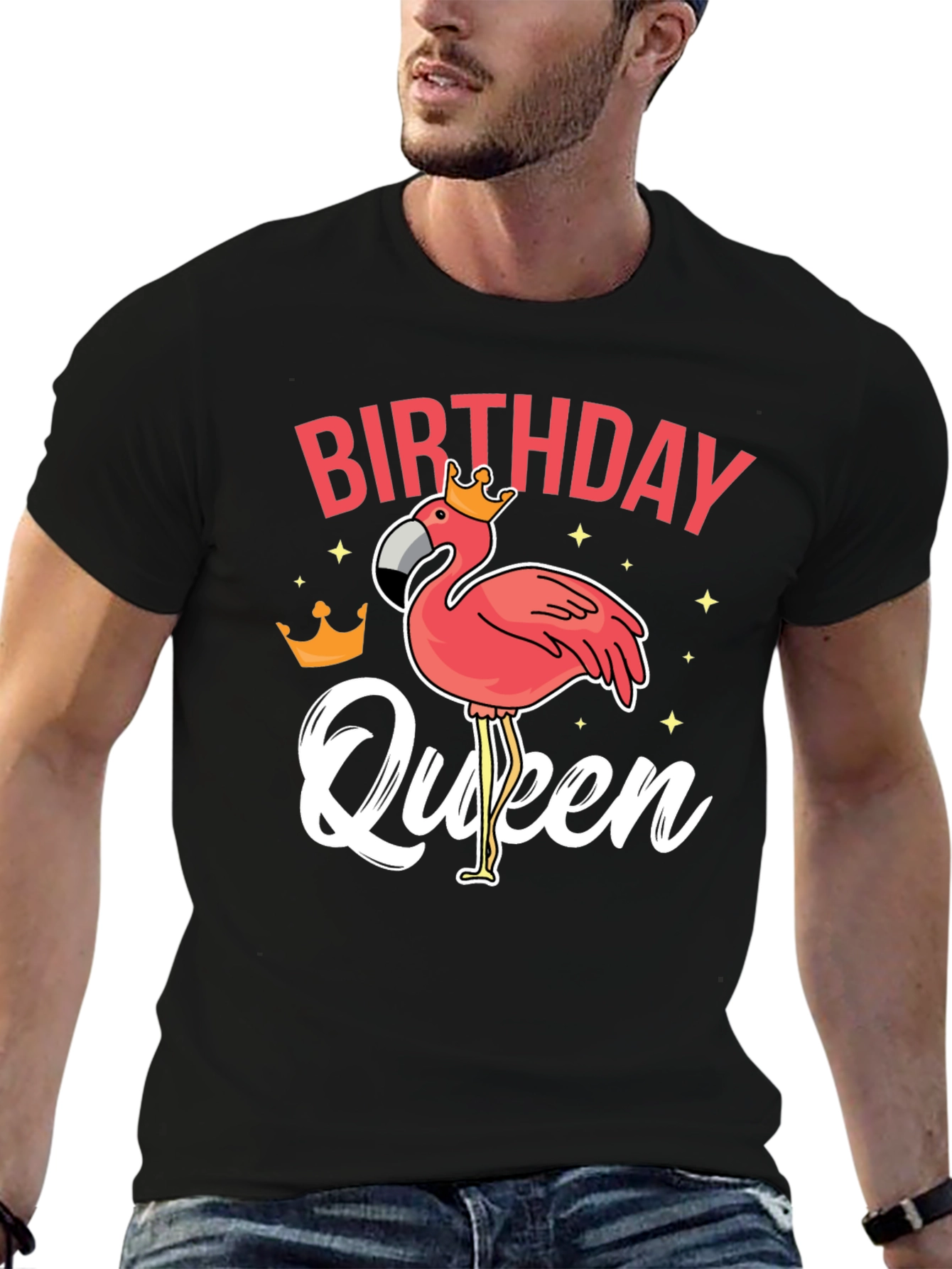 Birthday Queen Flamingo Graphic T-Shirt