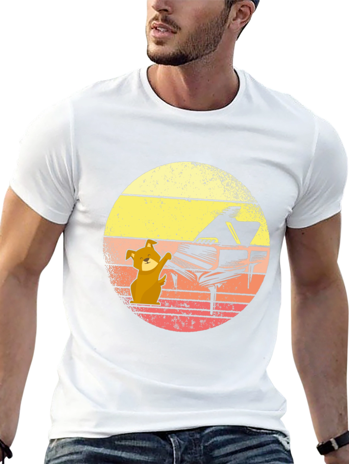 Dog Playing Piano T-Shirt - Black Novelty Tee