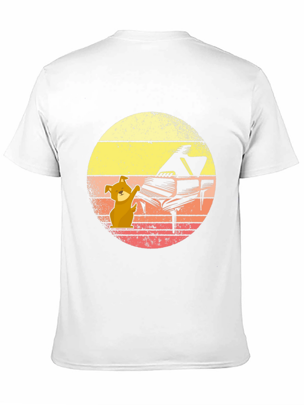 Dog Playing Piano T-Shirt - Black Novelty Tee