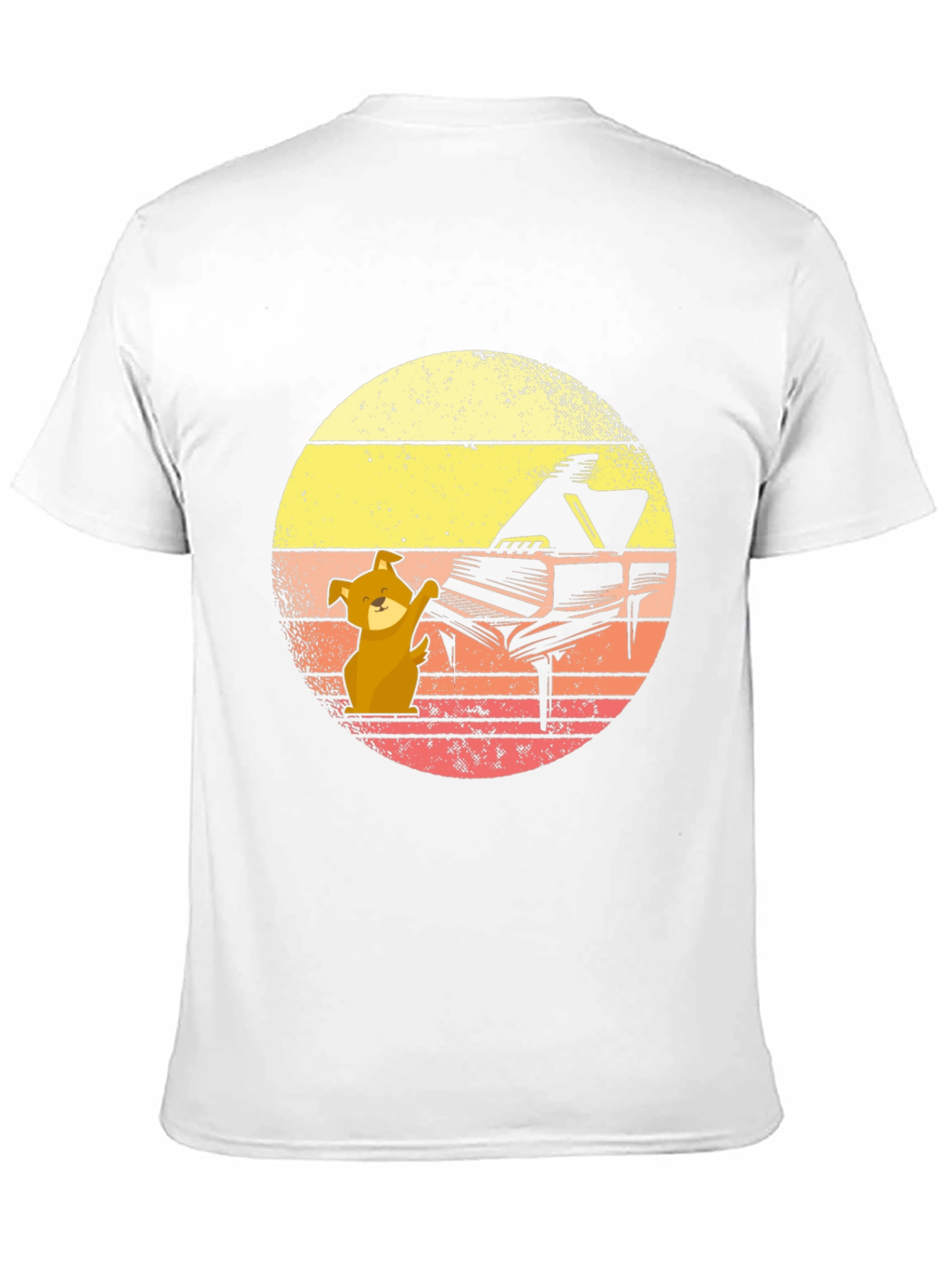 Dog Playing Piano T-Shirt - Black Novelty Tee