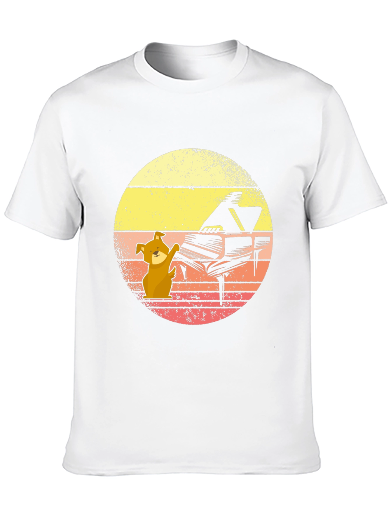 Dog Playing Piano T-Shirt - Black Novelty Tee