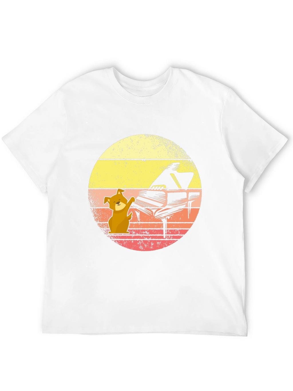 Dog Playing Piano T-Shirt - Black Novelty Tee