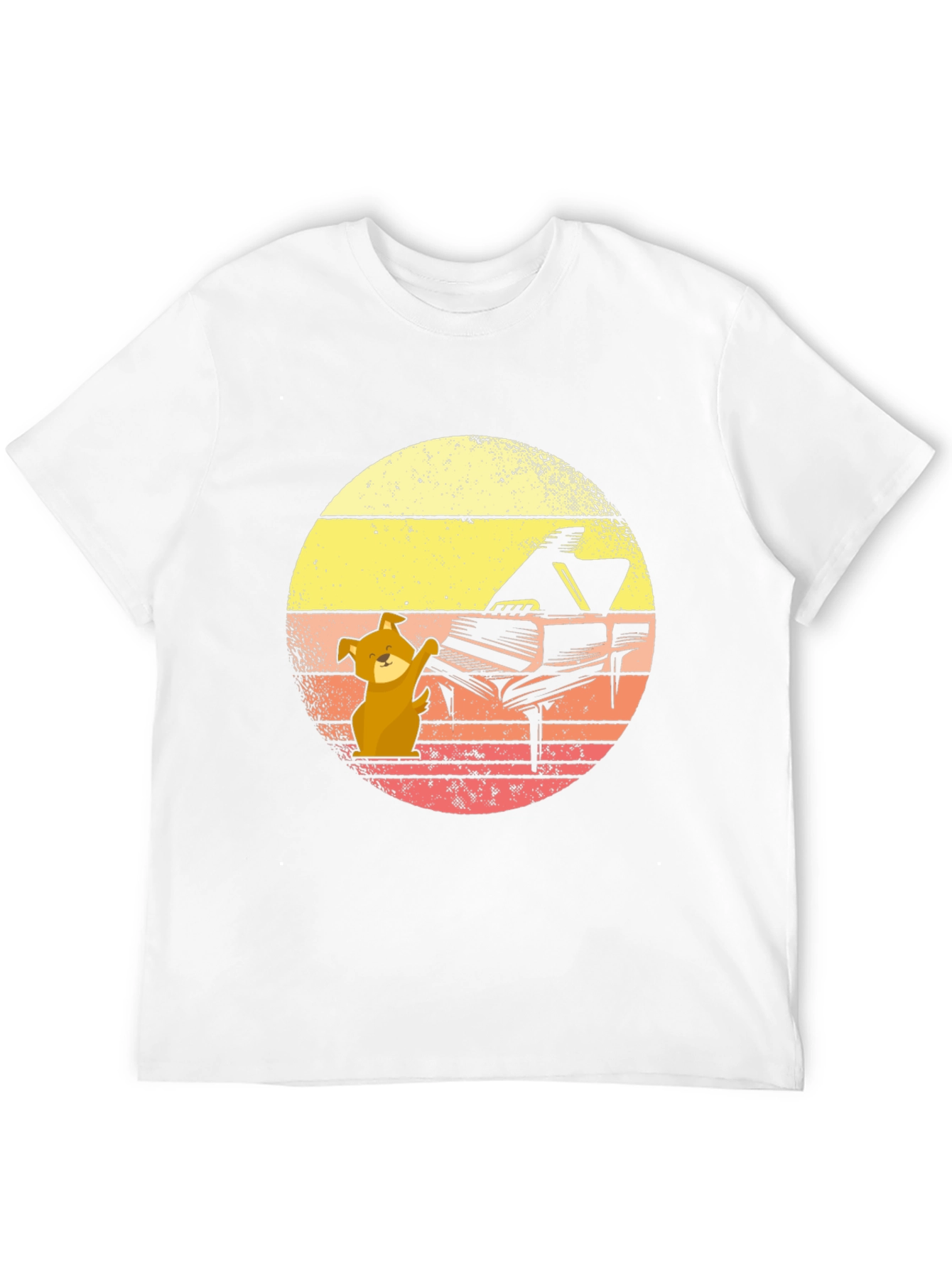 Dog Playing Piano T-Shirt - Black Novelty Tee