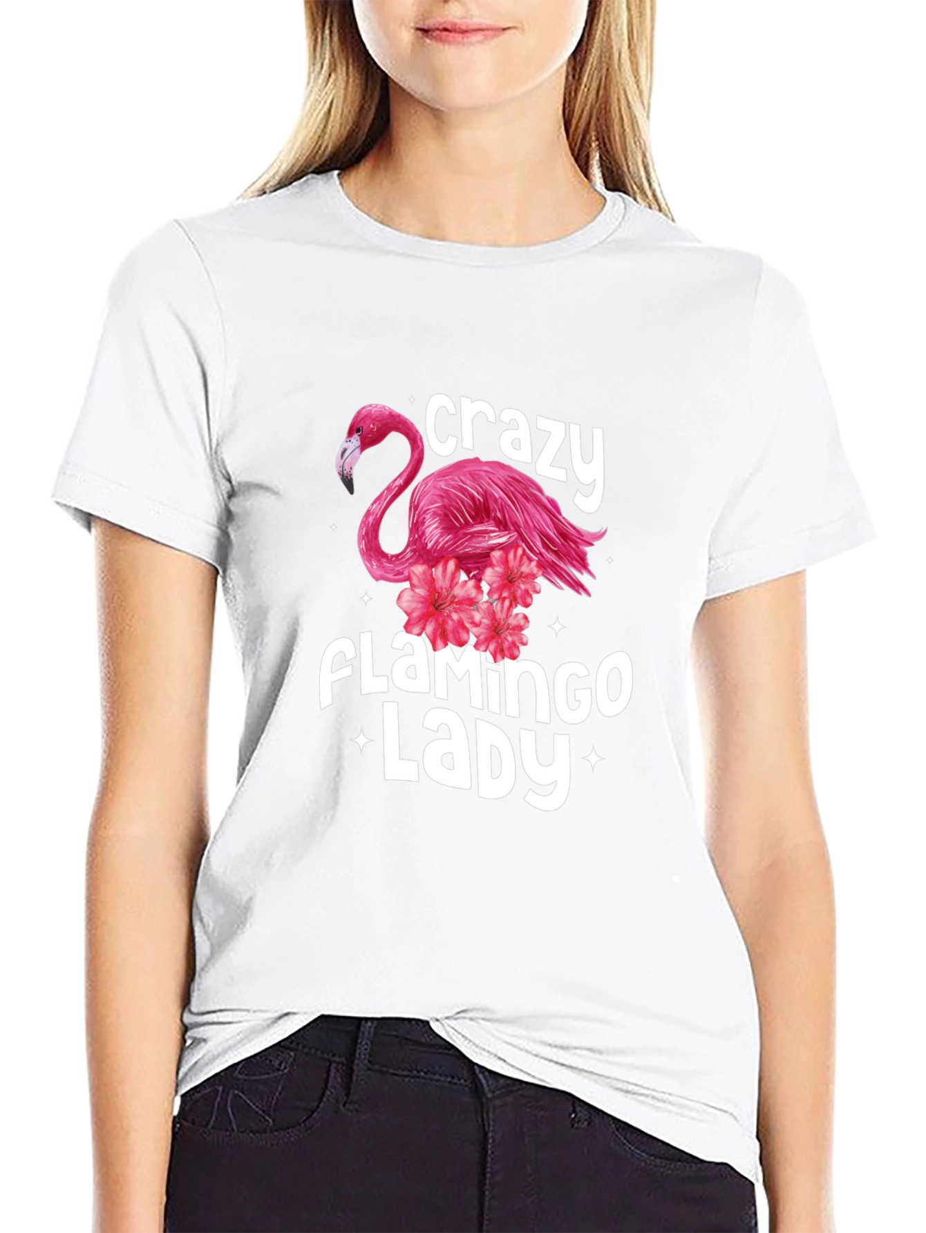 Crazy Flamingo Lady Graphic Tee